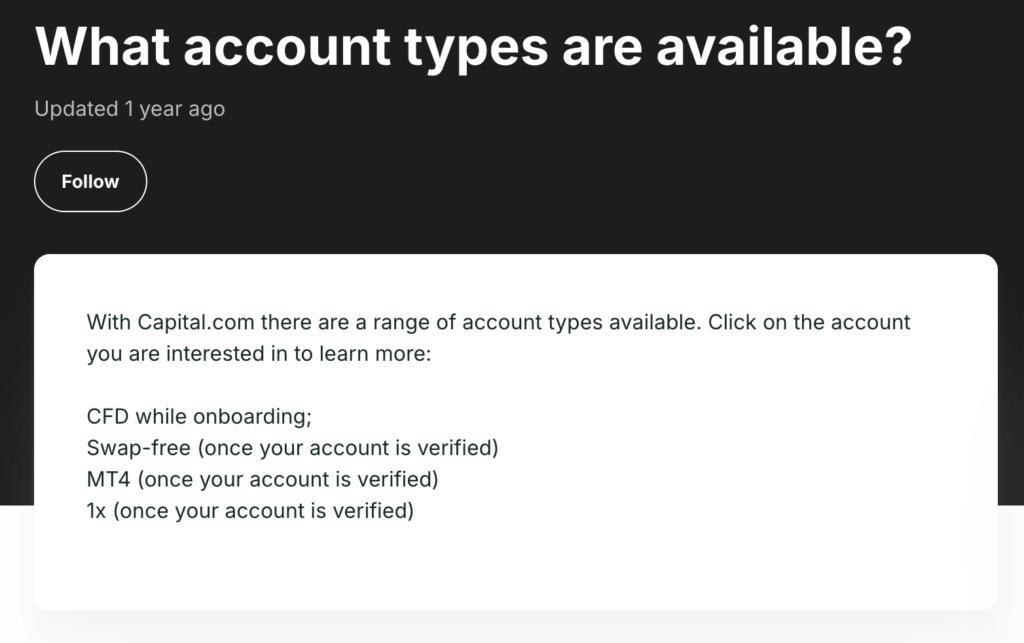 capital.com account types